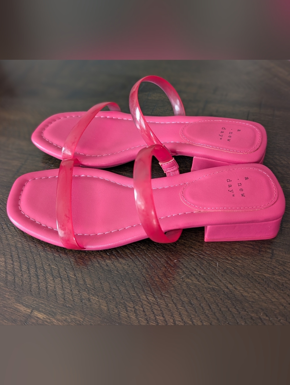 New Day Women's Jelly  Magenta Pink Block Heel Slide Sandals